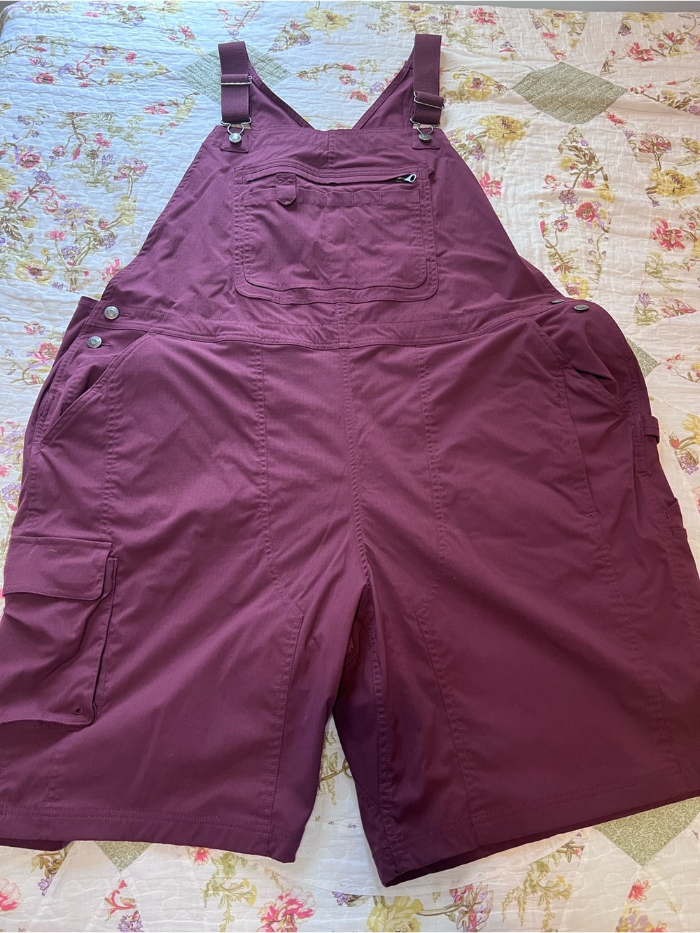 Duluth Trading Co. Plum Ripstop Utility Cargo Short Overalls 3X